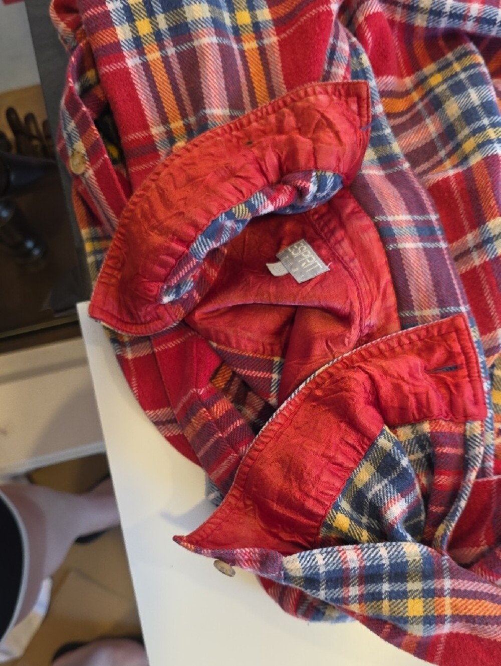 ESPRIT Sport Vintage Red Plaid Button-Up Flannel Shirt - Picture 13 of 15